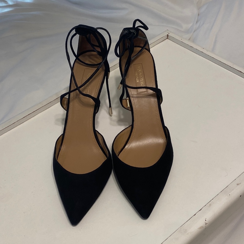 Aquazzura Black Suede Heels